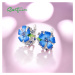 Stříbrný set masivní prsten a náušnice světle modré květiny FanTurra
