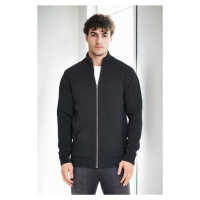 83582 Dewberry Zippered Knitwear Mens Cardigan with Pocket-ANTHRACITE