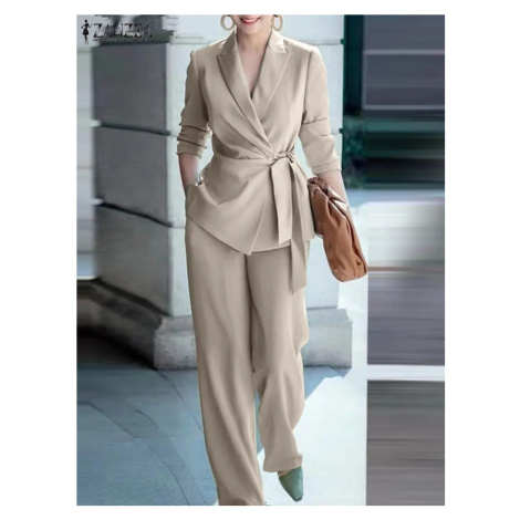 Letní dámský oblek zavinovací sako a široké kalhoty - XXL