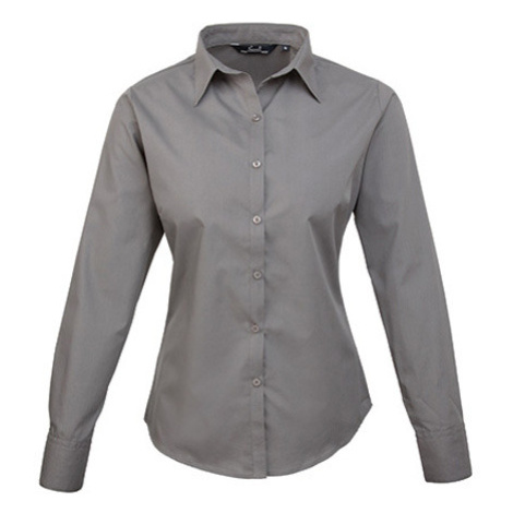 Premier Workwear Dámská košile s dlouhým rukávem PR300 Dark Grey -ca. Pantone 431