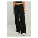 Ladies High Waist Wide Leg Twill Cargo Pants - black