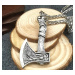 Camerazar Pánský náhrdelník se sekerou Viking Axe, stříbrný, slitina kovů, s liščím ocasem výple