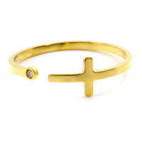 BRUNOshop.cz S3075 Prsten KŘÍŽEK GOLD s kamínkem
