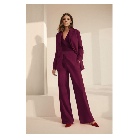 Trendyol Claret Red Wide Leg/Wide Leg Woven Fabric Trousers