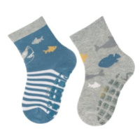 Sterntaler ABS ponožky dvojité balení žralok/ryba střední modrá