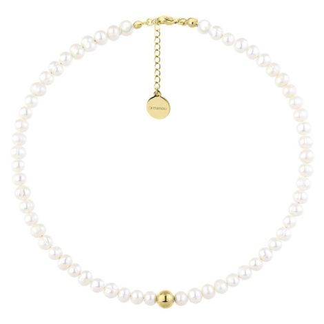 Manoki Perlový choker náhrdelník Marilda Gold - ocel, sladkovodní perla WA692G Zlatá 36 cm + 5 c