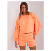 NEONOVĚ ORANŽOVÝ KOMPLET CROP MIKINY A KRAŤASŮ -FLUO ORANGE Oranžová