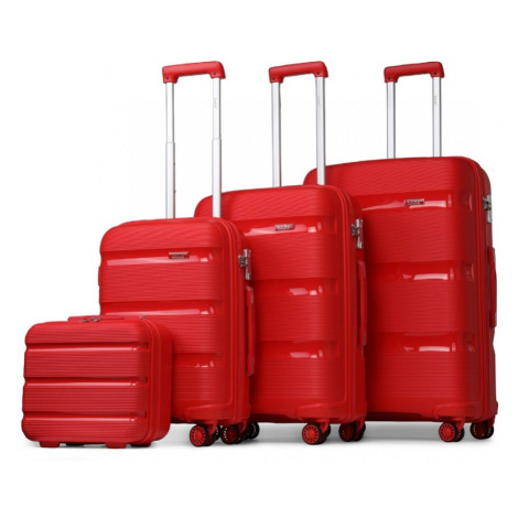 Konofactory Tmavě červená 4 sada prémiových plastových kufrů "Majesty" - S (20l), M (35l), L (65