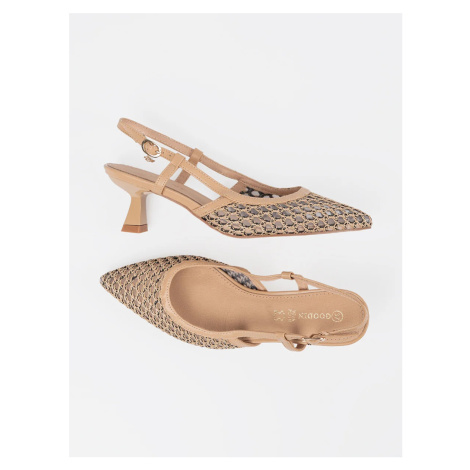 Luxusní hnědé lodičky dámské na širokém podpatku GOODIN