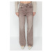 Trendyol Brown Pale Effect Vintage džíny s nízkým pasem a širokými nohavicemi