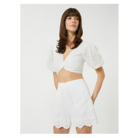 Koton Mini Scalloped Shorts Normal Waist