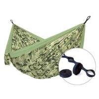 Hamaka, Houpací síť pro dva Camping camo Forest + Slap strap (SET)