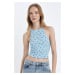 DEFACTO Coool Fitted Barbell Neck Patterned Ribbed Camisole Tank