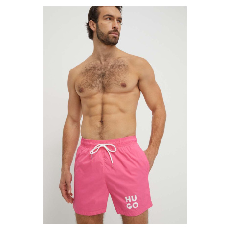 Plavkové šortky HUGO růžová barva Hugo Boss