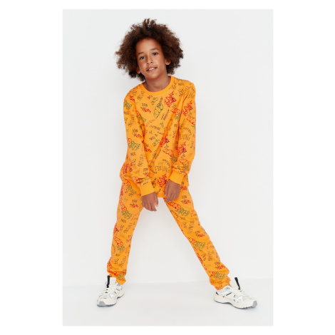 Trendyol Orange Print Detailed Boy Knitted Sweatshirt