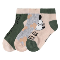 Dětské nízké ponožky, 3 páry (Minnie Mouse / khaki / růžová)