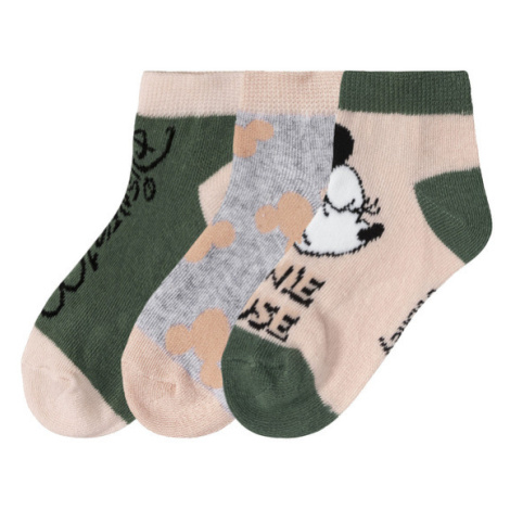 Dětské nízké ponožky, 3 páry (Minnie Mouse / khaki / růžová)