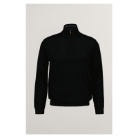 SVETR GANT EXTRAFINE MERINO WOOL HALF ZIP BLACK