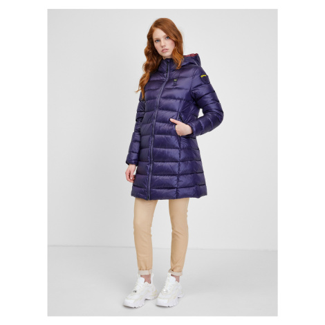 Tmavě fialová dámská prošívaná péřová zimní bunda s kapucí Blauer