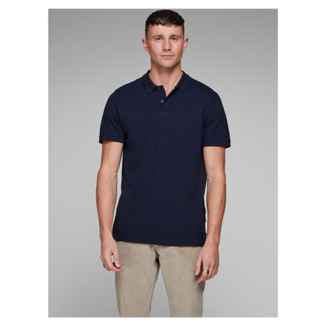 Modré basic polo tričko Jack & Jones - Pánské