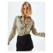 Koton Leopard Patterned Satin Shirt Long Sleeve Regular Fit