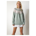 Happiness İstanbul Women's Nile Green Patterned Comfort Knitwear Sweater