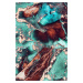 Dámská mikina s tyrkysovo-hnědým mramorovým vzorem a s kapucí 390-2