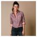 Blancheporte Košile na knoflíčky s rukávy na ohrnutí, potisk květin růžová/tomatová