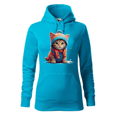 Dámská mikina s potiskem koťátka v oblečku - tričko pro milovníky koček BezvaTriko