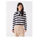 LC Waikiki LCW Women's Casual Crew Neck Striped Long Sleeve Knitwear Cardigan