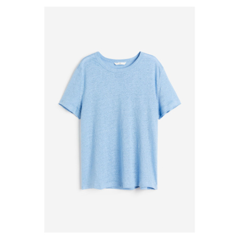 H & M - Lněné tričko - modrá H&M