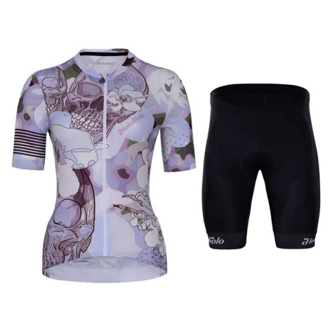 HOLOKOLO Cyklistický krátký dres a krátké kalhoty - CONFIDENT ELITE LADY - černá/bílá/fialová