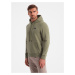 Men's kangaroo sweatshirt with hood and metal pin - olive V2 OM-SSNZ-0141