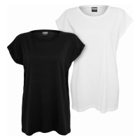 Urban Classics / Ladies Extended Shoulder Tee 2-Pack blk/wht