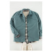 Trendyol Limitovaná edice zelené oversize střih prošívaná lehká košile bunda kabát