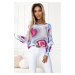 Oversize svetr s růžovými a modrými srdíčky 533-1