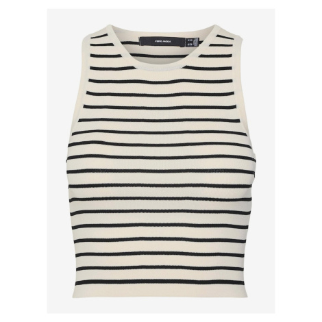 Černo-krémový dámský crop top Vero Moda Ginny