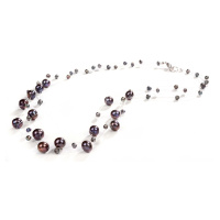 JwL Luxury Pearls Náhrdelník z levitujících tmavých pravých perel JL0325