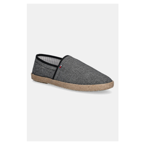 Espadrilky Tommy Hilfiger HILFIGER CHAMBRAY ESPADRILLE černá barva, FM0FM05391