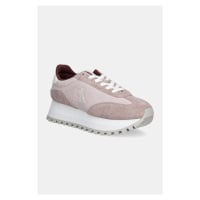 Semišové sneakers boty Calvin Klein Jeans RUNNER LACEUP ML SUEDE růžová barva, YW0YW01574