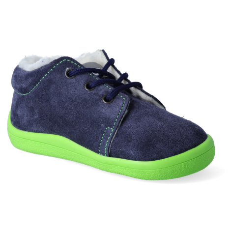 Barefoot zimní kotníková obuv s membránou Beda - Blue Mandarine tkanička