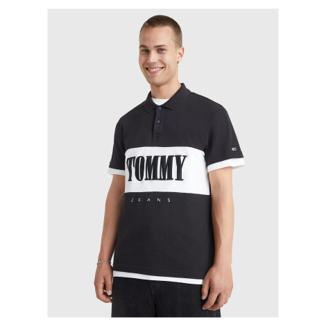 Tommy Jeans pánské černé polo tričko Tommy Hilfiger