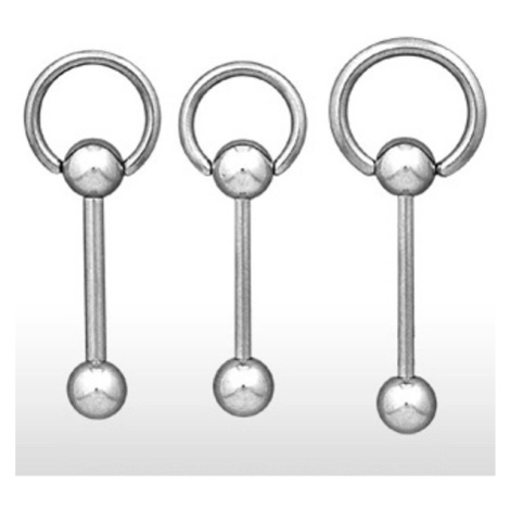 Piercing - ocelová čínka s kroužkem - Rozměr: 1,6 mm x 16 mm Šperky eshop