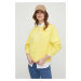 Bavlněná mikina Tommy Hilfiger dámská, žlutá barva, s aplikací