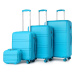 KONO Set 4 cestovních kufrů s horizontálním designem - ABS - modrá - 10L/44L/66L/96L