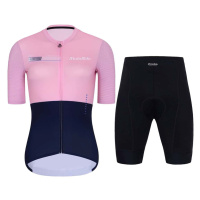 HOLOKOLO Cyklistický krátký dres a krátké kalhoty - VIBES LADY - růžová/modrá/černá