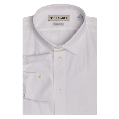 Košile trussardi shirt italian collar weaving cotton bílá