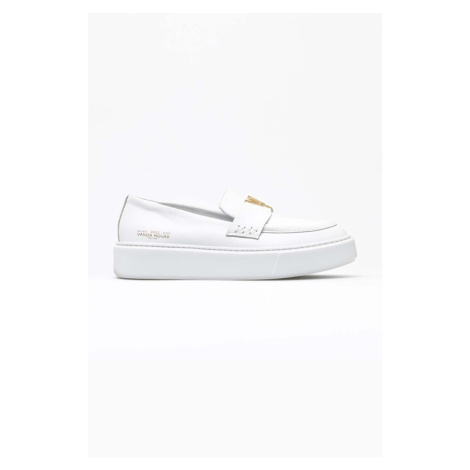 Kožené mokasíny Vanda Novak Kayla dámské, bílá barva, na platformě