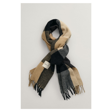 ŠÁLA GANT CHECKED SCARF DARK KHAKI