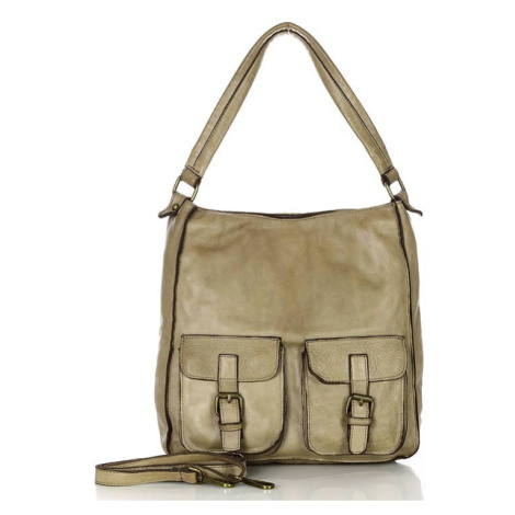 Kožená taška přes rameno s kapsami kabelka safari Marco Mazzini handmade